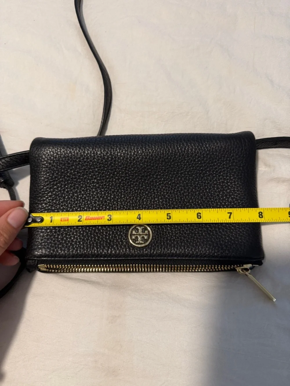 Tory Burch Black Pebbled Leather Crossbody with Tassel